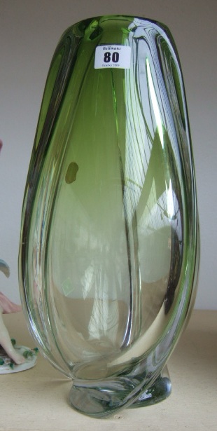 Appraisal: A Val St Lambert green tinted glass vase early th