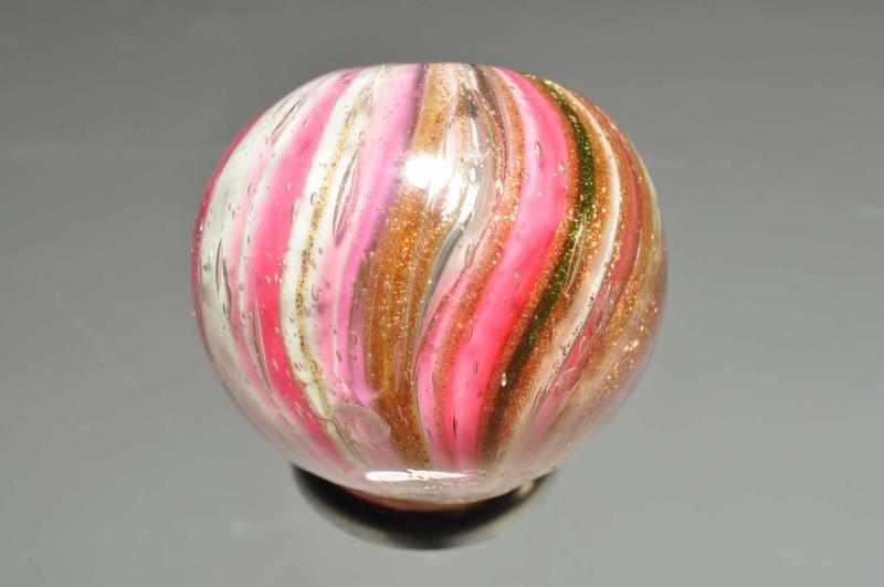 Appraisal: Onionskin Lutz Marble Description Pink and white with loads of