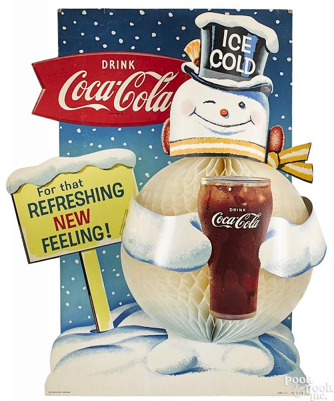 Appraisal: Coca-Cola three-dimensional snowman sign Cardboard Coca-Cola three-dimensional snowman stand-up advertising