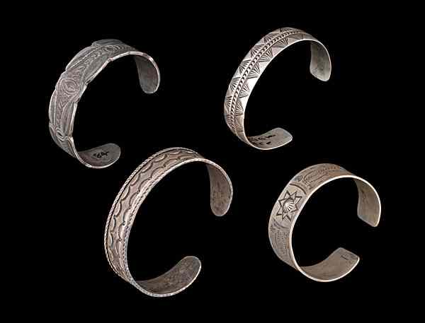 Appraisal: Navajo Stamped Silver Bangles Collected by Virginia Doneghy - lot