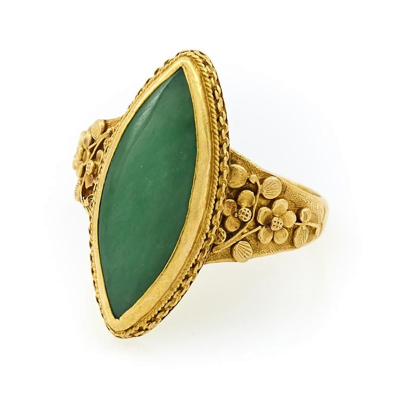 Appraisal: k Yellow gold and jade ring k Yellow gold and