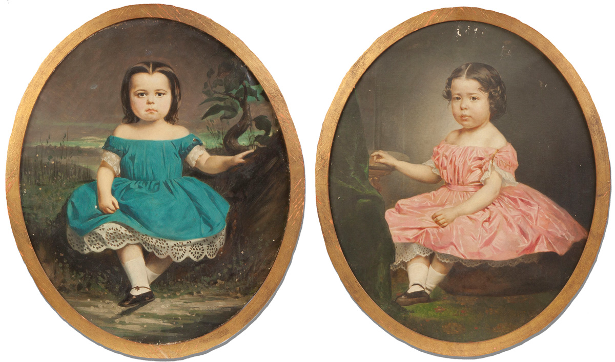 Appraisal: Constant Mayer Two Portraits of young girls Girl in pink