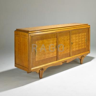 Appraisal: STYLE OF RENE LELEU Sideboard France s Oak sycamore and