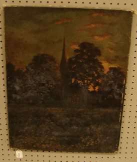 Appraisal: Stratford Church- Tomb of Shakespeare England oil on canvas x