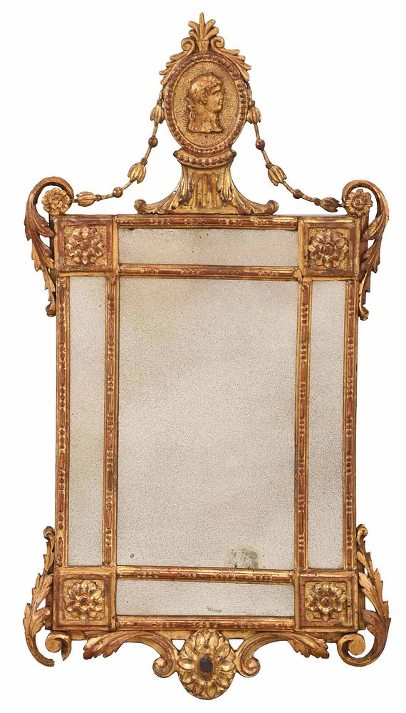 Appraisal: Italian Neoclassical Giltwood Mirror Continental early th century foliate carved