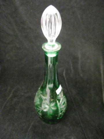 Appraisal: Emerald Cut-to-Clear Crystal Decanter grape vine with pinwheel fan trim