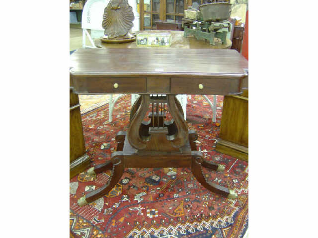 Appraisal: MAHOGANY HALL TABLE W LYRE BASE