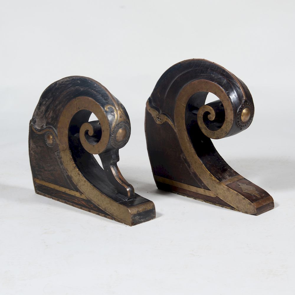 Appraisal: Two South Indian Brass and Wood Boat Prows x x