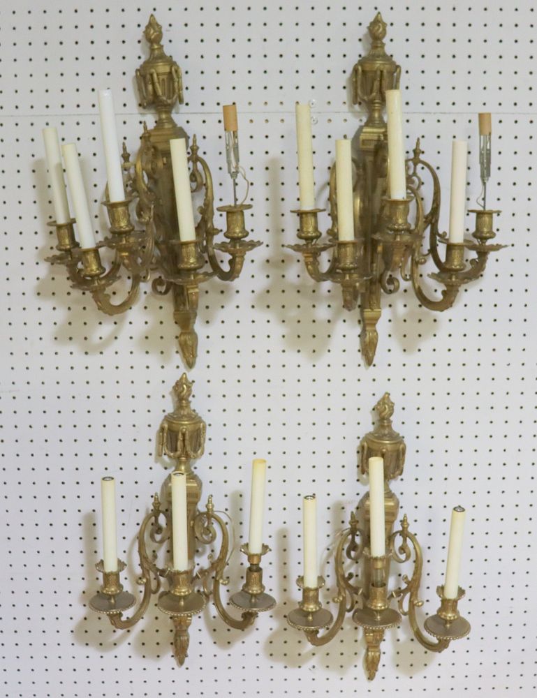 Appraisal: Caldwell Quality Bronze Adams Style Sconces Great quality set In