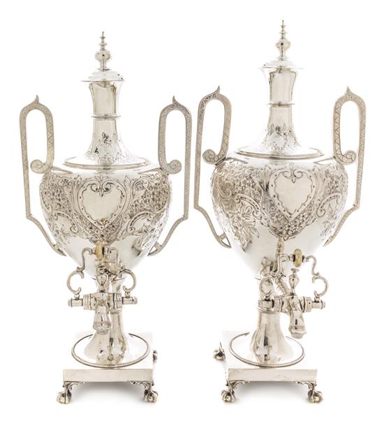 Appraisal: Sale Lot A Pair of English Silver-Plate Tea Urns each