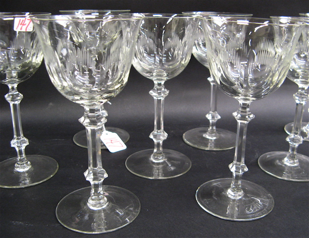 Appraisal: TWELVE CLEAR CUT FINE CRYSTAL WINE GOBLETS in a matching