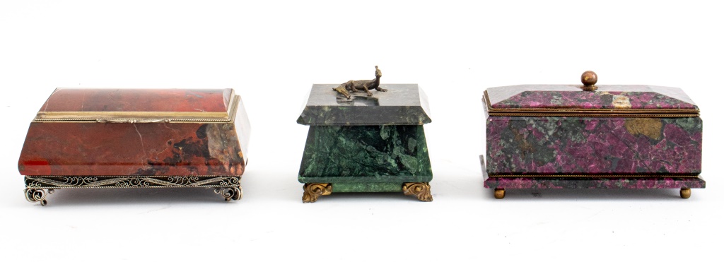 Appraisal: MINERAL SPECIMEN DECORATIVE TRINKET BOXES Mineral specimen decorative trinket boxes