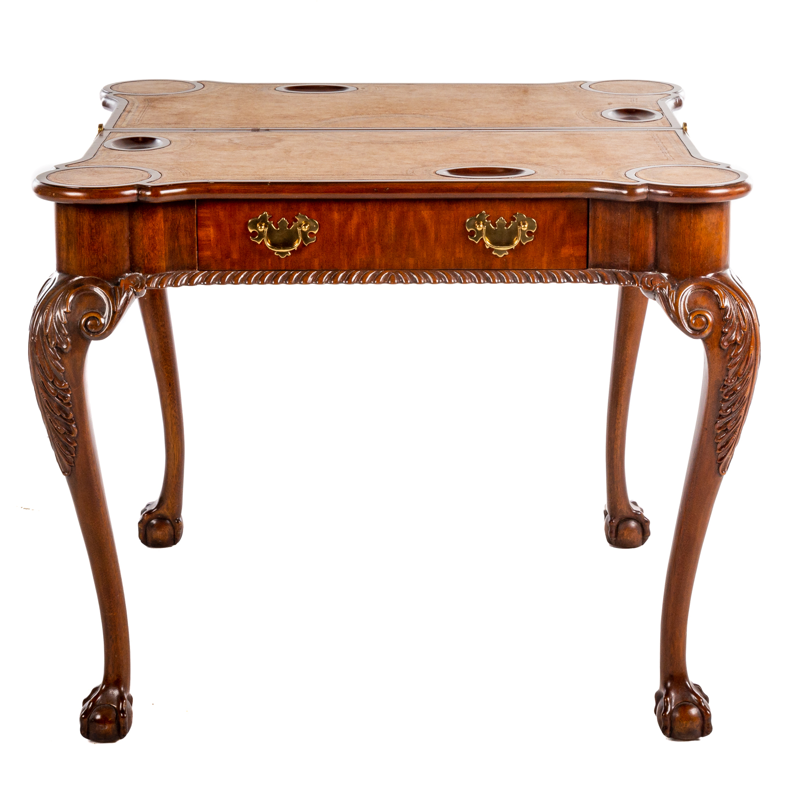 Appraisal: MAITLAND SMITH IRISH CHIPPENDALE STYLE GAMES TABLE th century mahogany