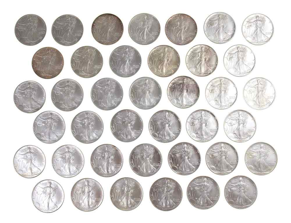 Appraisal: US FINE SILVER MODERN DOLLAR COINS All modern reissues of