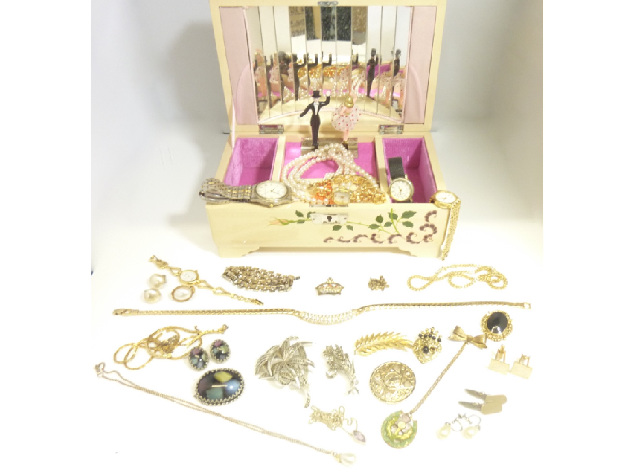 Appraisal: A miscellaneous collection of costume jewellery contained in a painted