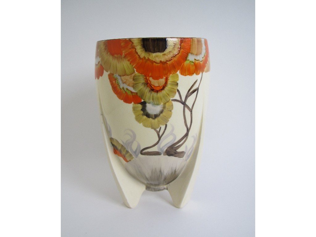 Appraisal: A Clarice Cliff Bizarre Rodanthe pattern oviform vase on three