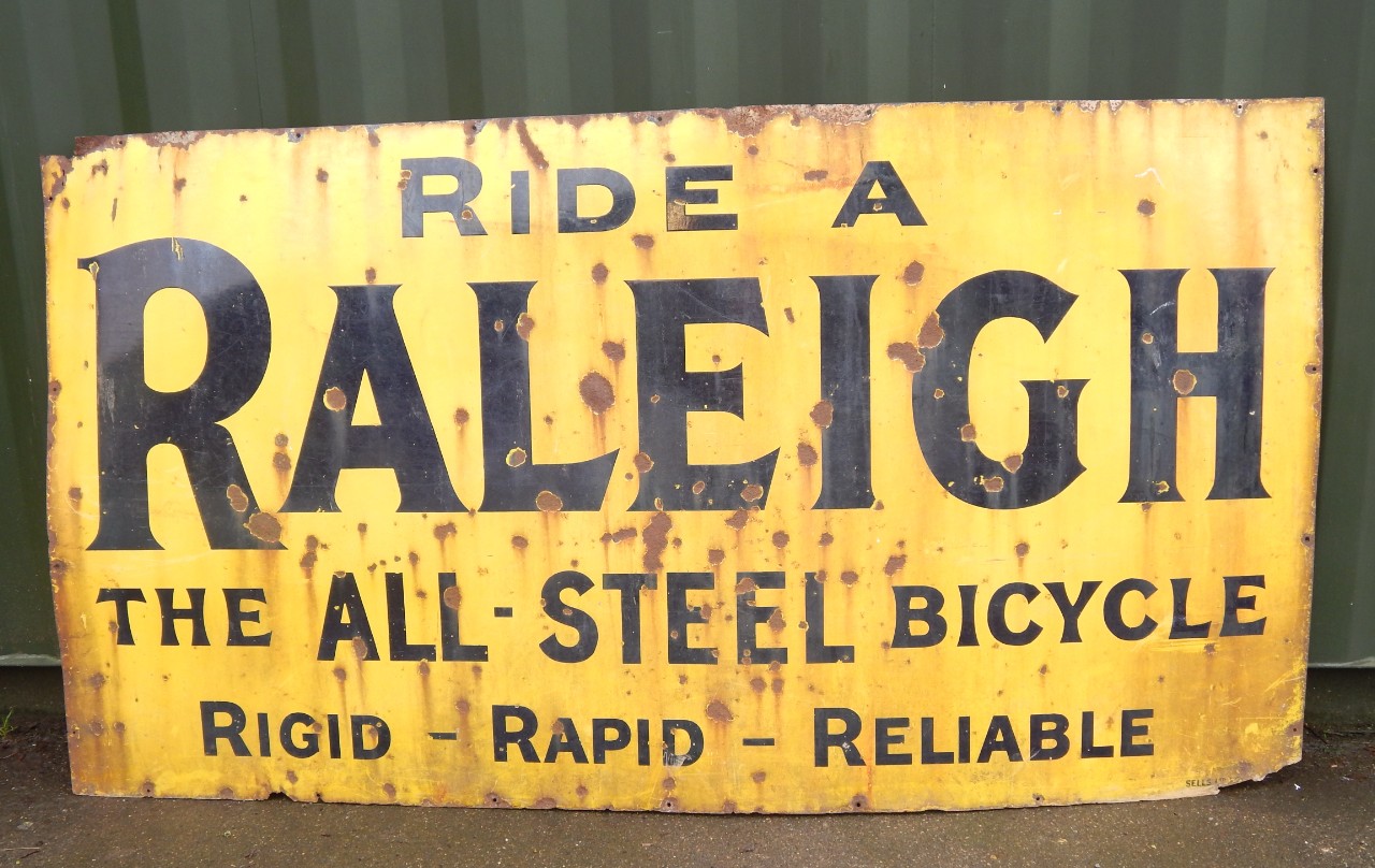 Appraisal: A Raleigh enamel sign Ride A Raleigh The All-Steel Bicycle