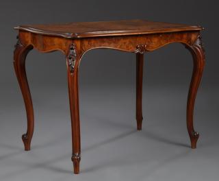 Appraisal: French Louis XV Carved Walnut Center Table late French Louis