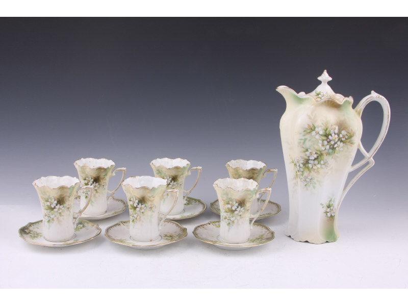 Appraisal: RS Prussia Hot Chocolate Set including a chocolate pot with