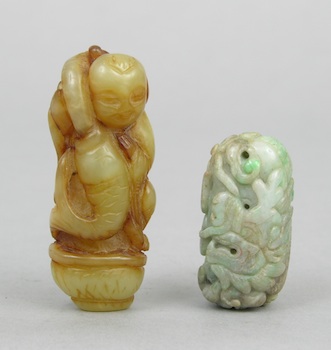 Appraisal: Two Carved Ojime Two hand carved Ojime the first an