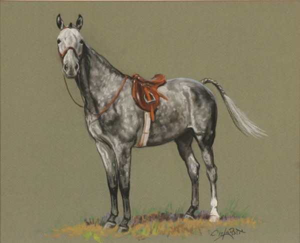 Appraisal: Ole Vincent Larsen Danish - dapple grey horse portrait pastel