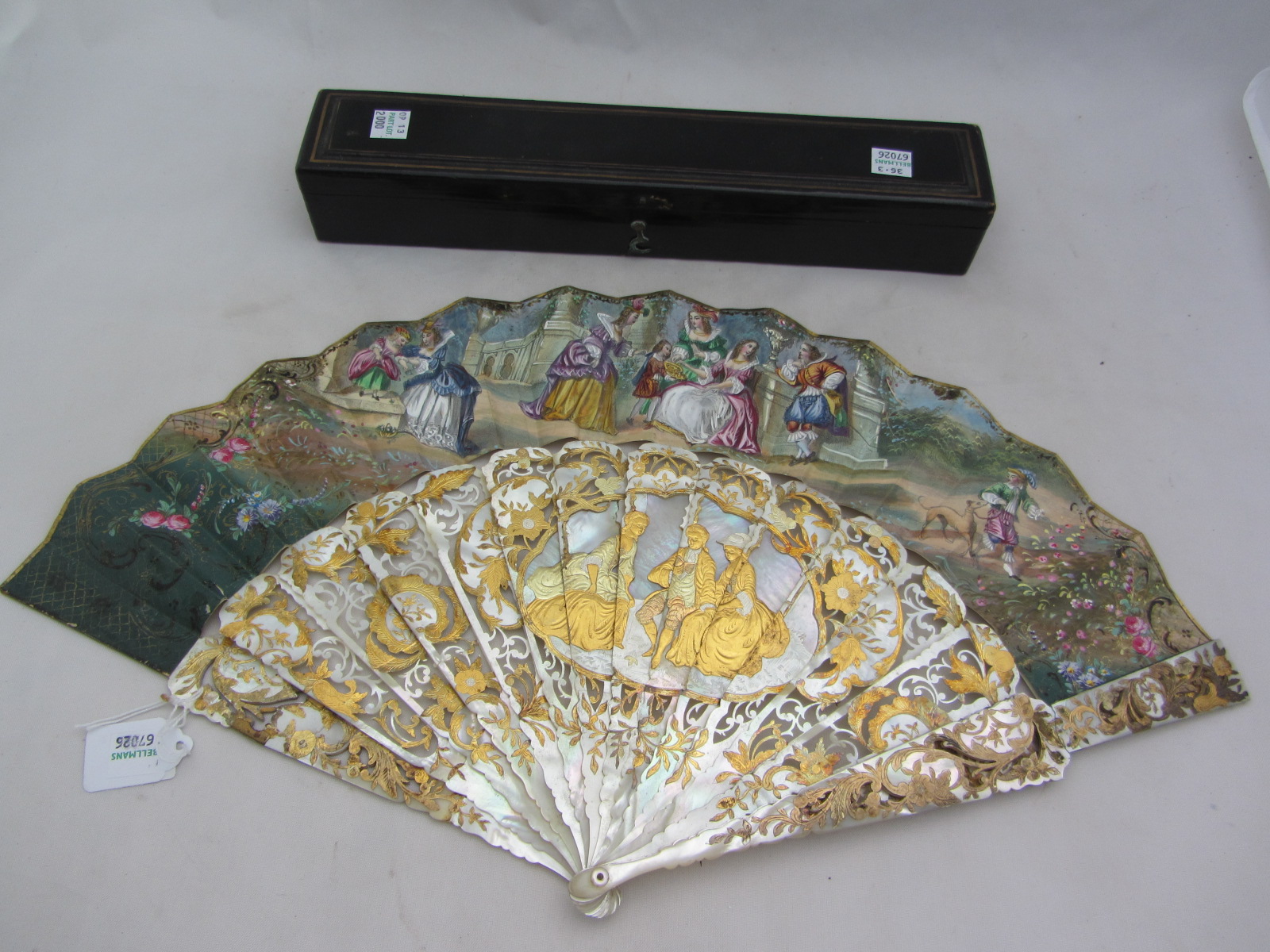 Appraisal: A French mother of pearl fan th century the spines