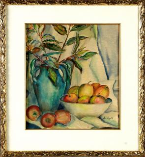 Appraisal: Jo Spell Still Life of Fruit and a Green Vase