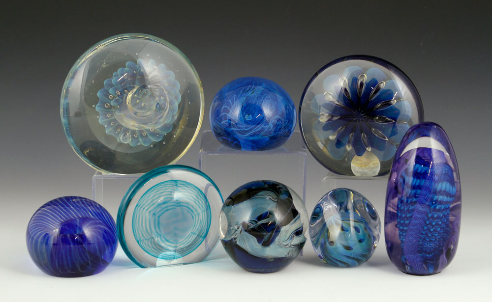 Appraisal: - Art Glass Paperweights Lot of eight art glass paperweights