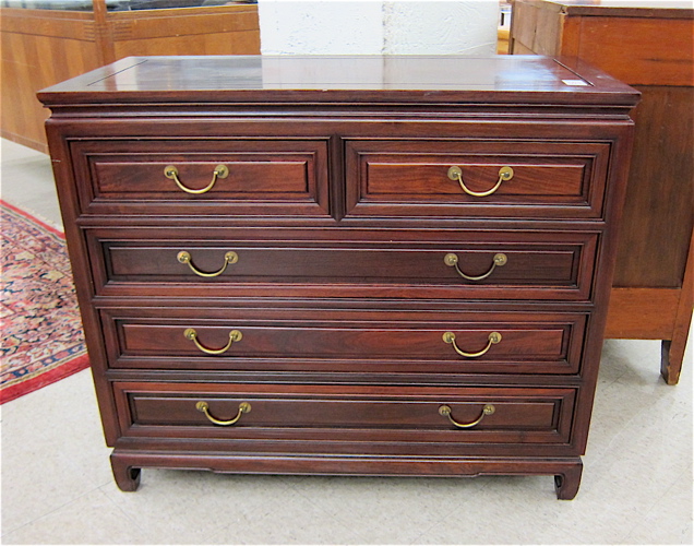 Appraisal: ROSEWOOD CHEST OF DRAWERS Hong Kong th century featuring two