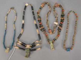 Appraisal: Group of four Egyptian Faience beaded necklaces with stone glazed