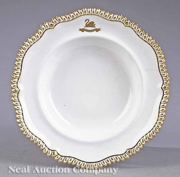 Appraisal: An Antique English Swan Crest Porcelain Dish th c marked