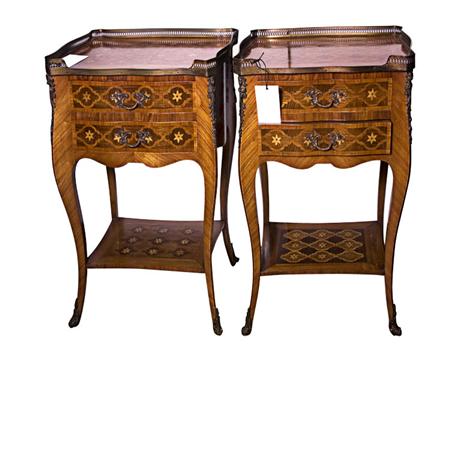 Appraisal: Pair of Transitional Louis XV XVI Style Metal Mounted Parquetry