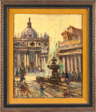 Appraisal: Italian School Mid- th Century Plaza Fountain oil on canvas