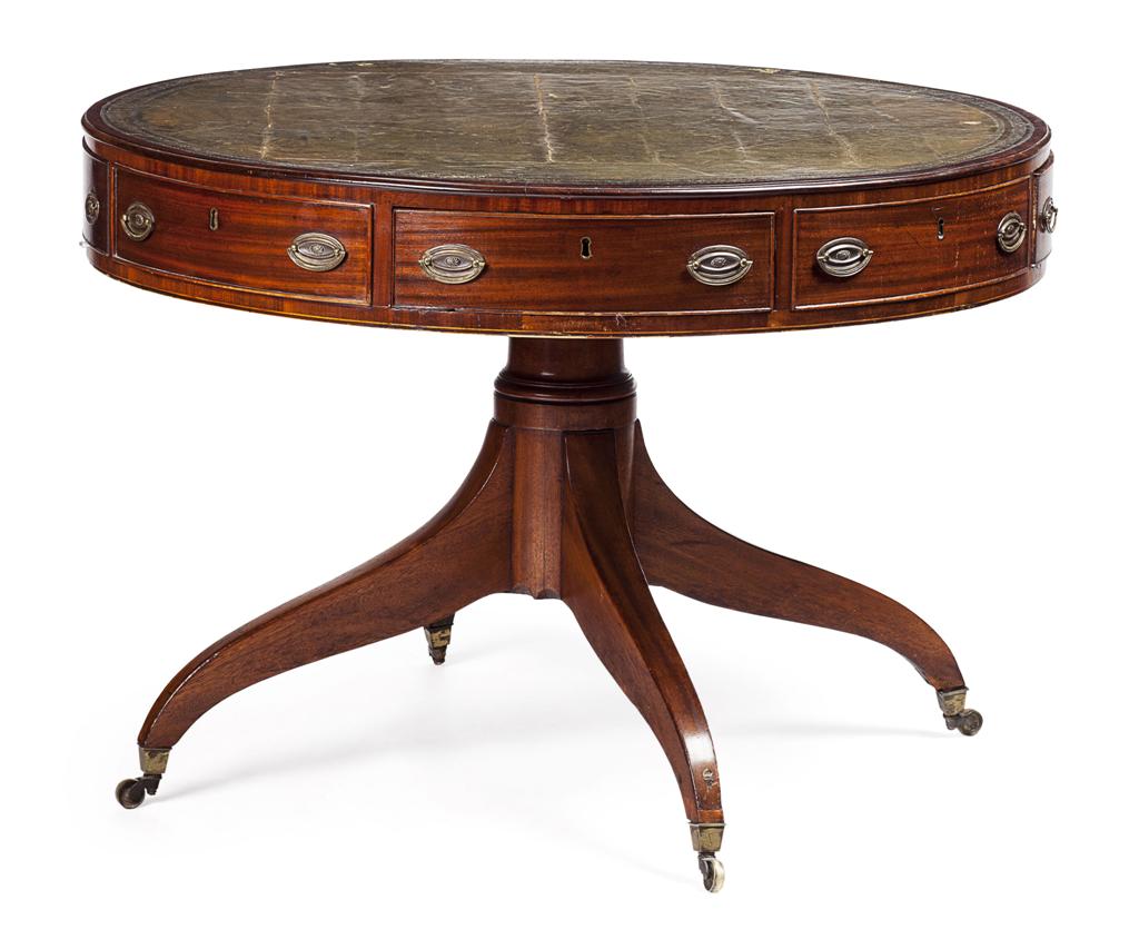 Appraisal: LATE GEORGE III MAHOGANY DRUM LIBRARY TABLE CIRCA the circular