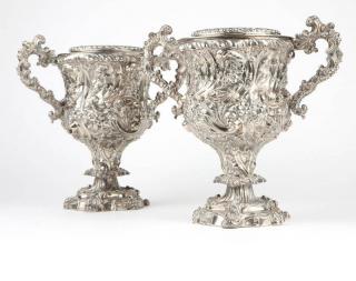 Appraisal: A pair of Victorian Sheffield plate wine coolers Mid th