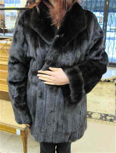 Appraisal: STROLLER LENGTH BLACKGLAMA MINK COAT dark brown fur dark brown