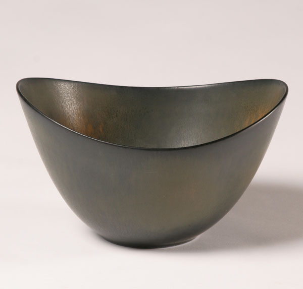 Appraisal: Rorstrand ovoid ceramic bowl designed by Gunnar Nyland mottled glaze