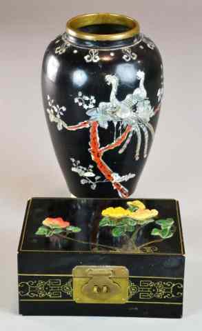 Appraisal: PIECES CHINESE INLAID LACQUER WARETo include a Chinese inlaid with