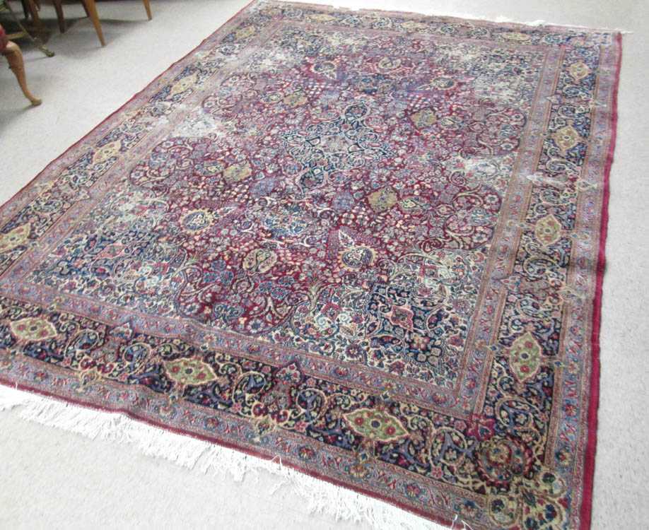 Appraisal: SEMI-ANTIQUE PERSIAN KERMAN CARPET Kerman Province southeastern Iran floral and