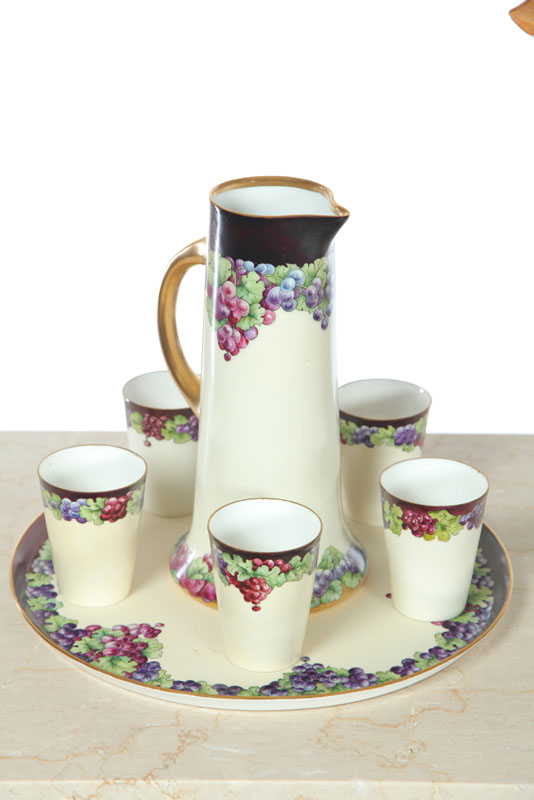 Appraisal: SEVEN PIECE LEMONADE SET Assembled cream colored set having berry