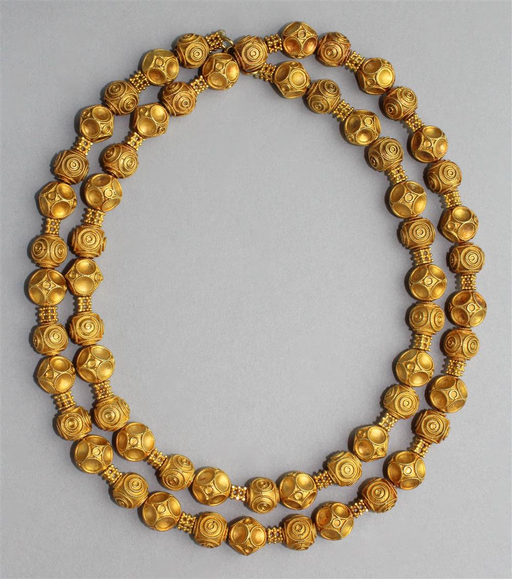 Appraisal: EARLY TH CENTURY K GOLD PERSIAN BEADED NECKLACE necklace is