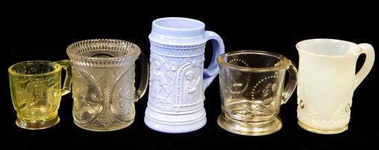 Appraisal: Five th early th C mugs two pressed glass political