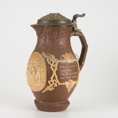 Appraisal: METTLACH Serving stein decorated with a domestic scene early th