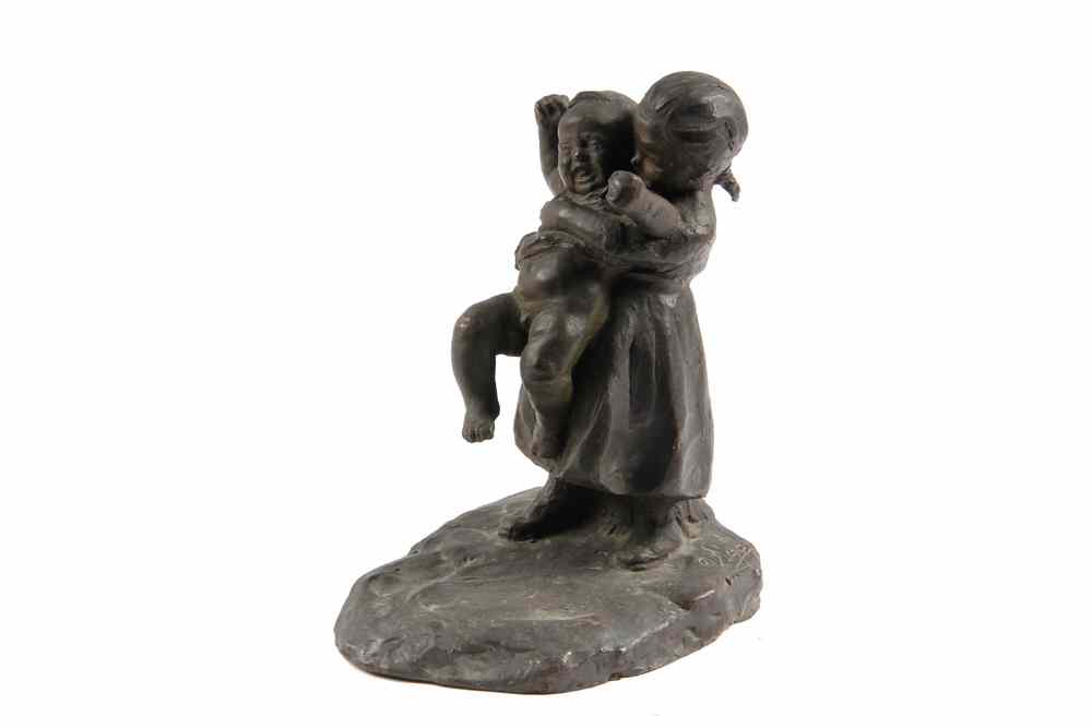 Appraisal: BRONZE SCULPTURE - Sister Holding Squalling Brother by Antonio Ugo