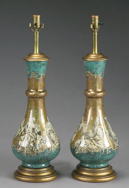 Appraisal: A pair of Continental d coupage and painted glass vases