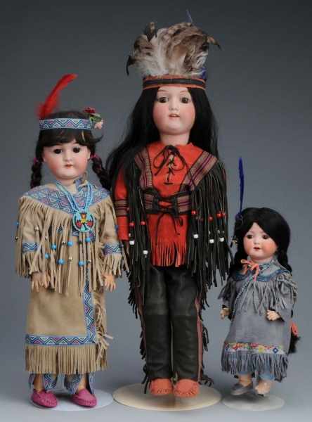 Appraisal: Lot of Bisque Dolls in Native American Costume Description E