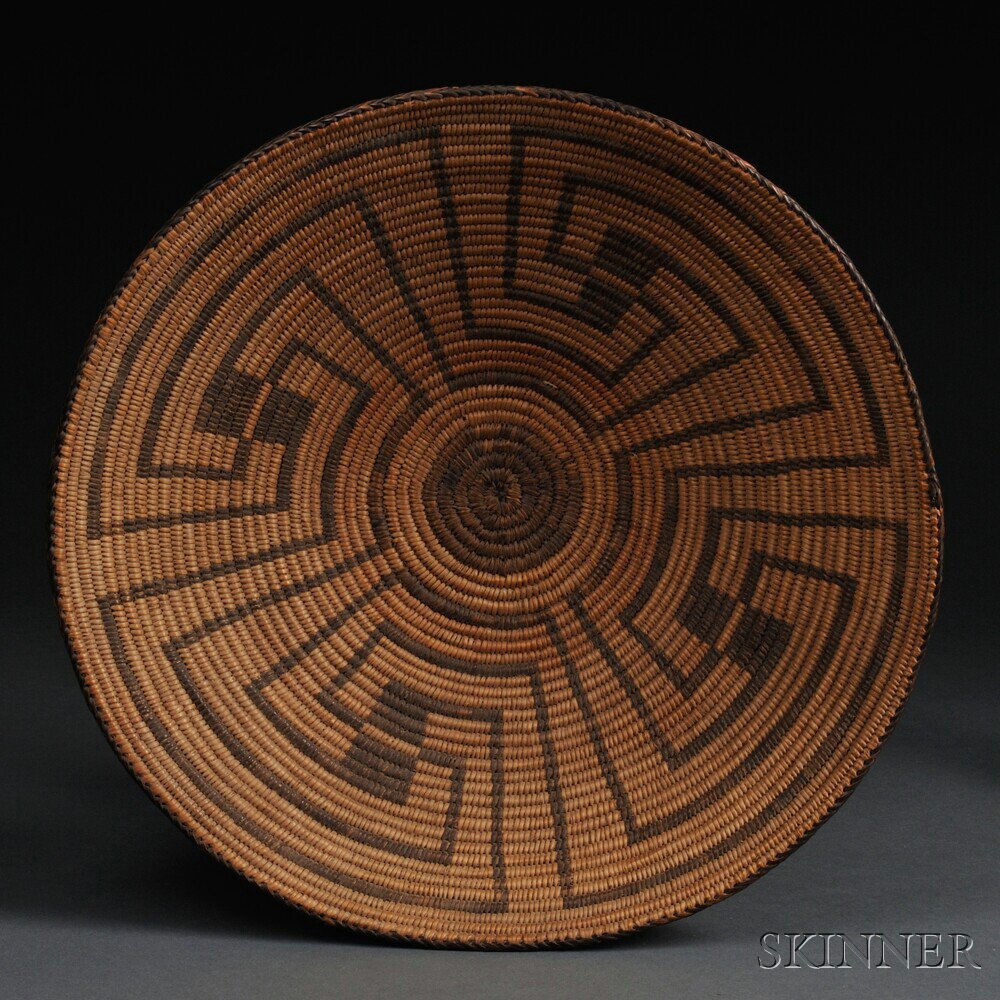 Appraisal: Pima Coiled Basketry Bowl with a concentric pinwheel design ht