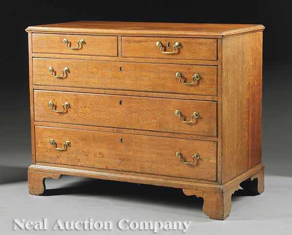 Appraisal: An Antique George III-Style Oak Chest of Drawers with two