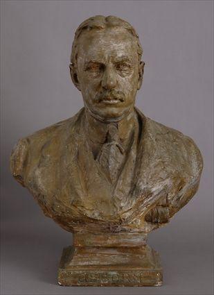 Appraisal: CHESTER BEACH - PORTRAIT BUST OF PROFESSOR OSBORN Painted plaster