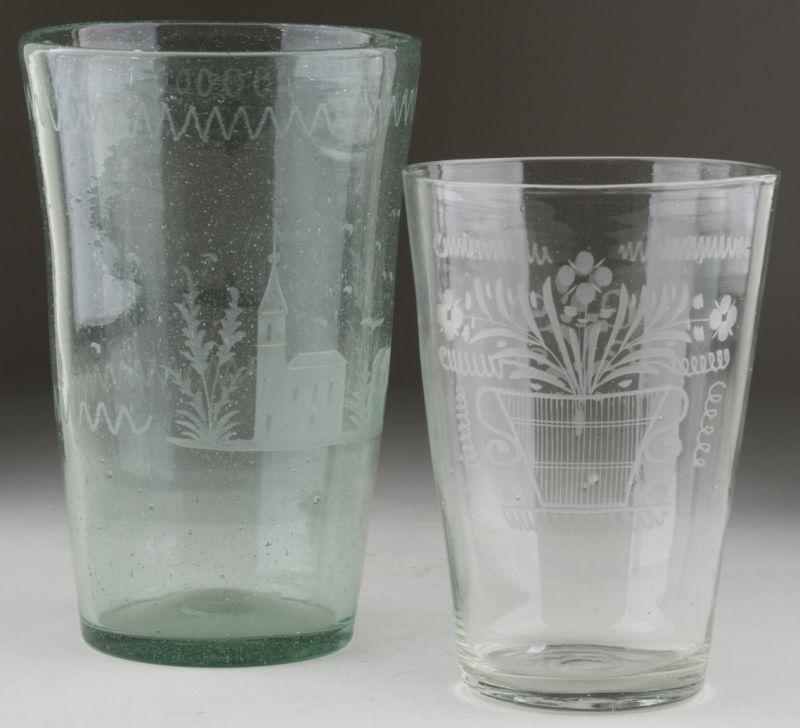 Appraisal: Two Large Etched Flip Glasses ca th - th c